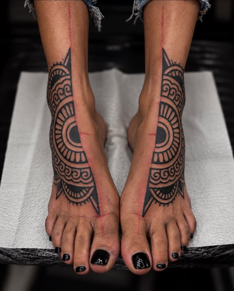 Beide Füße mit Mandala-Motiv – Tattoo aus Bad Bramstedt