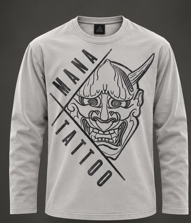 Longsleeve Hannya · MANA Tattoo – Stone, Vorderseite